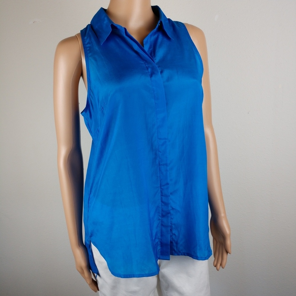 Banana Republic Silk Blend Collared Tank Top sz 10